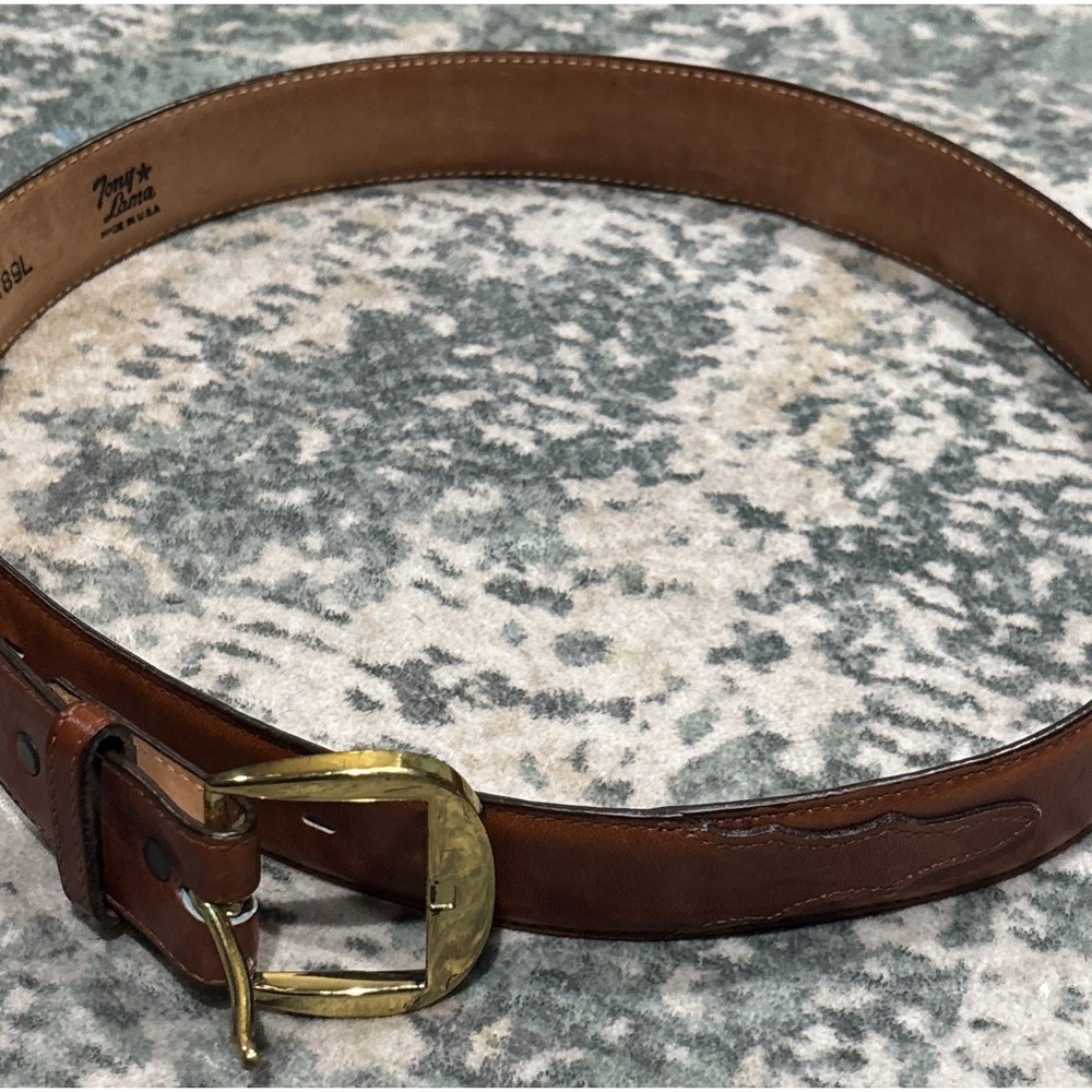 Tony Lama Vintage Western Leather Cowboy Belt Size 36 Brown Style 0189L